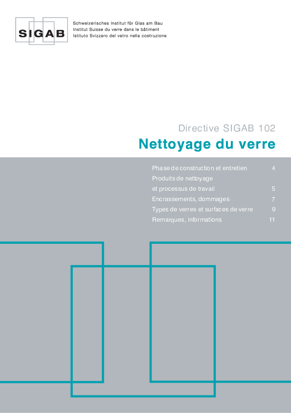 Directive SIGAB 102 «Nettoyage du verre»